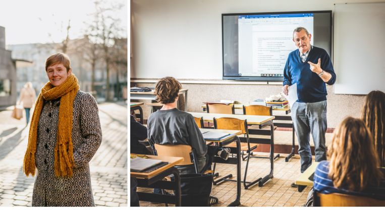 ‘Je ziet de complete chaos en het bijna wanhopige geploeter van directie en leerkrachten. En je ziet zowel je dochter als haar leerkrachten bijna helemaal verzuipen’, schrijft journaliste Cathy Galle. Beeld Wouter Van Vooren / Wannes Nimmegeers