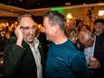 BBB-oprichters Henk Vermeer en Wim Groot Koerkamp vieren de verkiezingswinst bij Boode in Bathmen.