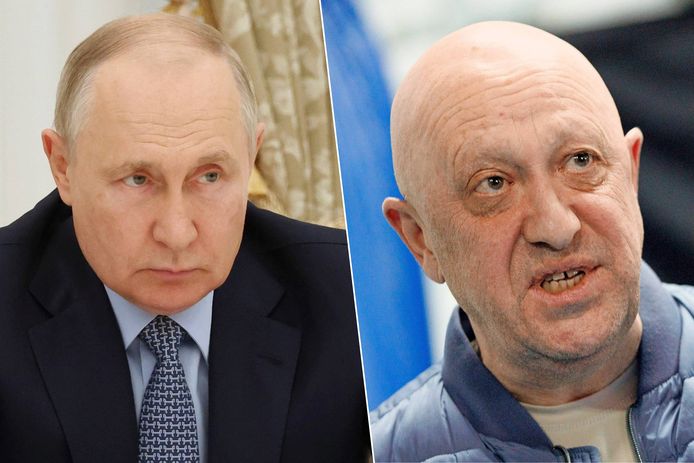 De Russische president Vladimir Poetin (70) en de Wagner-baas Jevgeni Prigozjin (62).