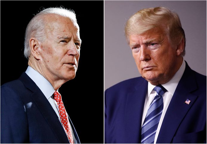 De Democraten scharen zich hoogstwaarschijnlijk achter Joe Biden (links) die het moet opnemen tegen de Republikeinse president Donald Trump.