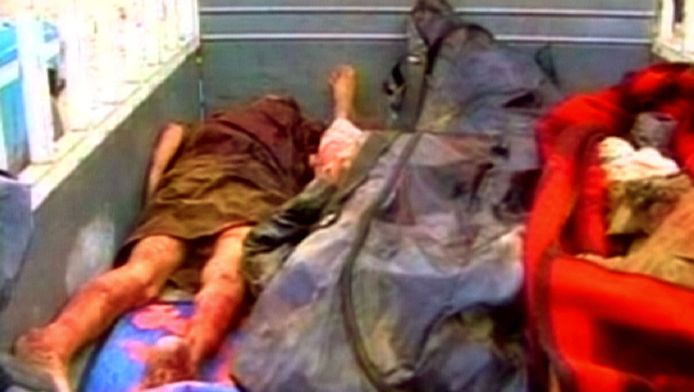 Still van een video die indertijd van de lichamen in Haditha is gemaakt door een Irakese mensenrechtenorganisatie. © ANP