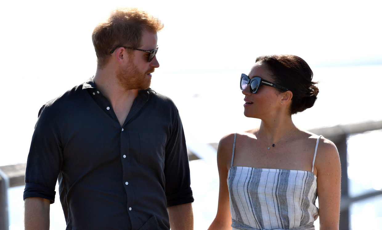 Prins Harry en zijn vrouw Meghan Markle. Beeld EPA