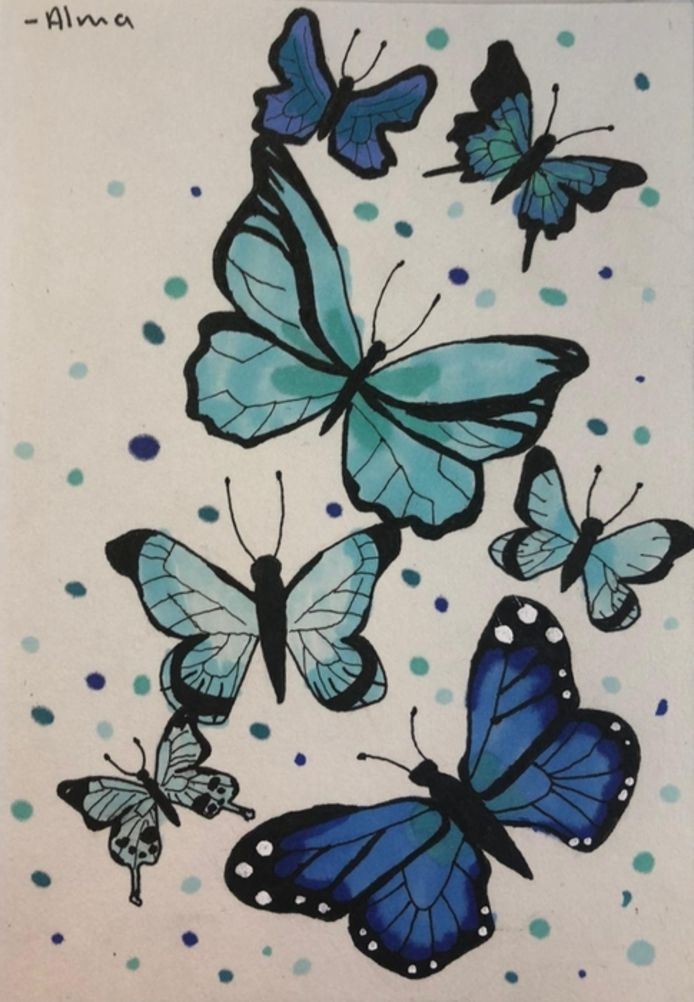'Vlinders met verschillende kleuren blauw voor opa en oma'