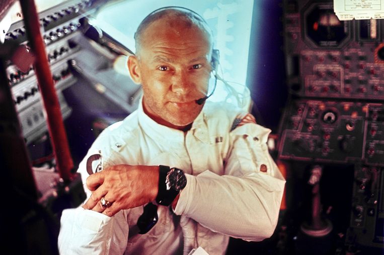 Apollo 11-astronaut Edwin 'Buzz' Aldrin, de tweede mens op de maan. Beeld Photo News