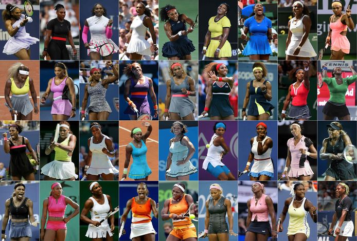 Een compilatie van allerlei outfits van Serena Williams door de jaren heen.