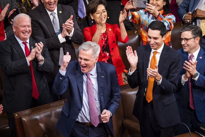 Kevin McCarthy na zijn verkiezing tot Speaker of the House.