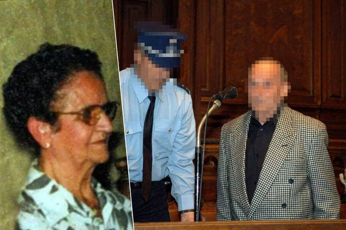 Dis Hooyberghs (r.) in de rechtbank waar hij terechtstond voor de moord op zijn vrouw Rosa Segers.