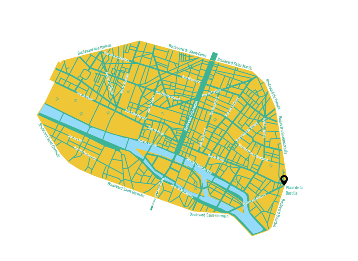 De plattegrond van een 'rustig' Parijs.