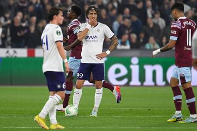 LIVE. Anderlecht ondergaat de wet van de sterkste in Londen: paars-wit halfweg met 2-0 in het krijt tegen West Ham