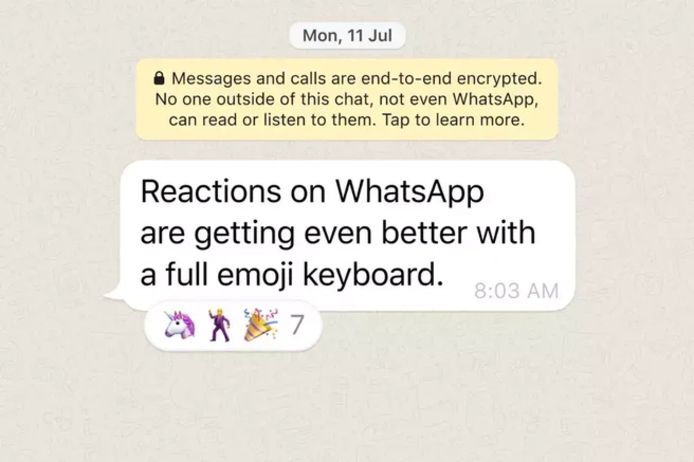Nog meer emoji als reacties op WhatsApp-berichten