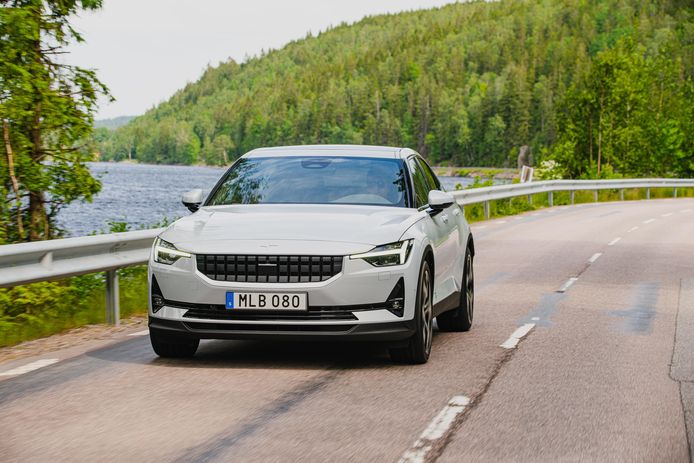 De elektrische Polestar 2 waarmee de test werd gedaan.