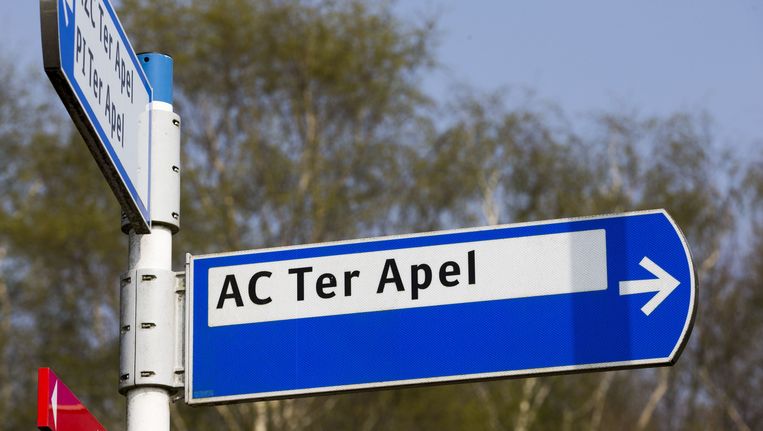 Wegwijsbord voor asielzoekerscentrum Ter Apel. Beeld anp