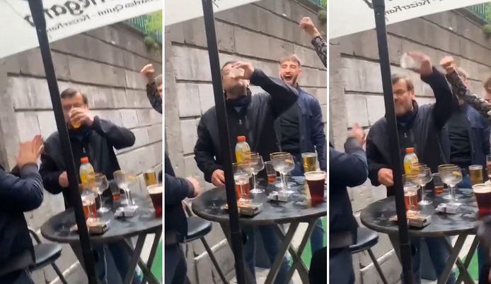 Willy Demeyer a été aperçu en train d'affonner une bière dans le Carré, ce samedi 8 mai 2021 à l'occasion de la réouverture des terrasses.