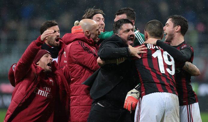 Gattuso en Milan door het dolle heen na de derbyzege.