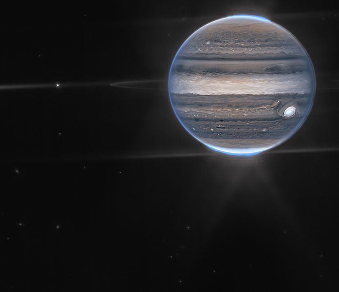 Beeld van Jupiter gemaakt door James Webb Space Telescope