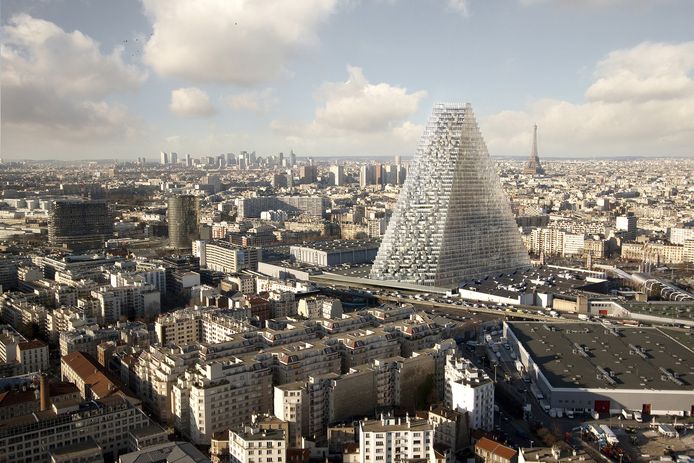 Simulatie van de 'Tour Triangle' in Parijs.