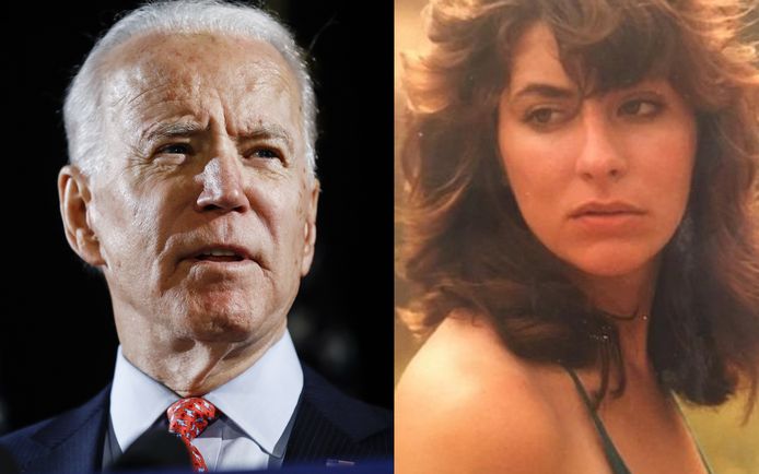 Tara Reade postte dit beeld van zichzelf op sociale media, van hoe ze eruitzag in 1993, toen Biden (links) haar zou hebben betast.