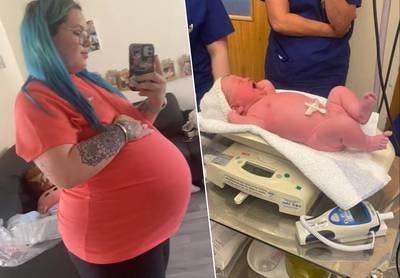 Pasgeboren baby verbaast ouders en vroedvrouwen met gewicht: “Hij is echt enorm”