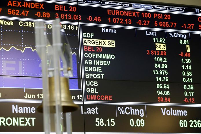 The bell pictured ahead of the bell ceremony for the new Bel20 company Argenx at the NYSE Euronext Brussels Stock Exchange, in Brussels, Friday 15 June 2018. BELGA PHOTO NICOLAS MAETERLINCK
