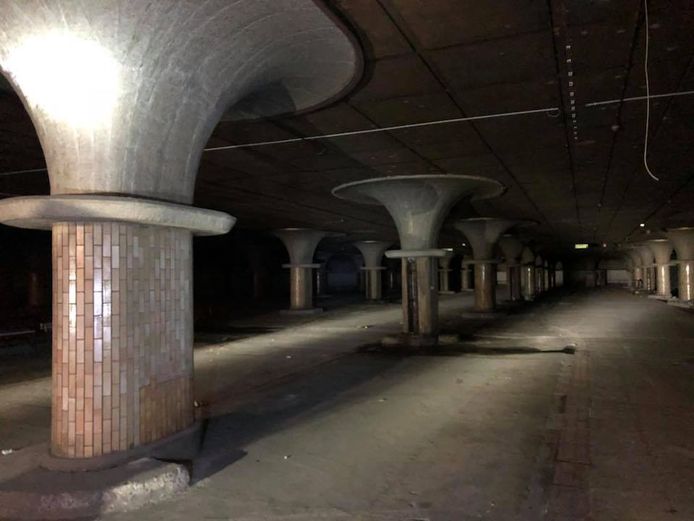 Foto van de ondergrondse ruimte onder het Brusselse Zuidstation die Brussels minister voor Openbare Werken Pascal Smet op zijn Facebookpagina zette.