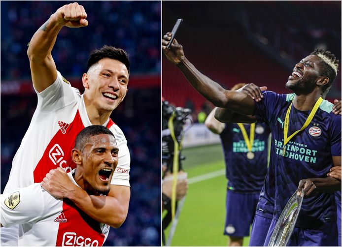 Ajax kon juichen in de competitie (l), PSV in de strijd om de Johan Cruijff Schaal.