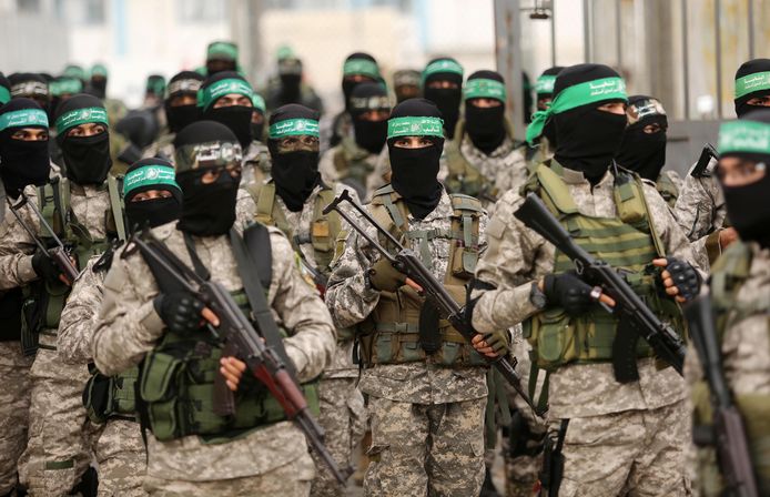 Archieefbeeld van een militaire parade van Hamas in Gaza.
