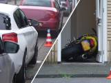 Motorrijder schiet op geparkeerde auto en rijdt woning in
