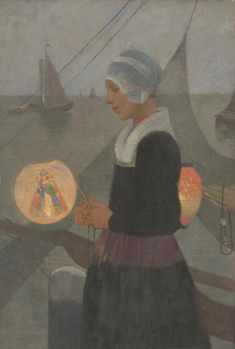 Marianne Stokes, 'A Fisher Girl's Light', 1899. Beeld Tate Britain