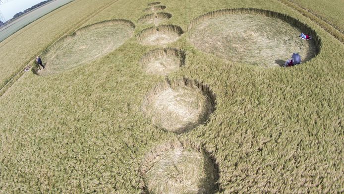 De cirkelformatie die in een graanveld in Standdaarbuiten te zien is.
