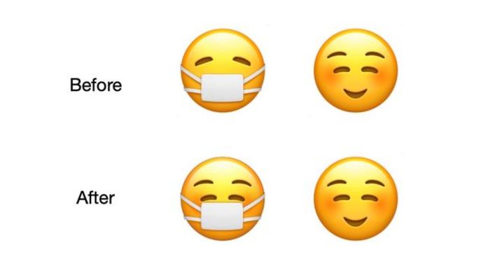 Aanpassing emoji met mondmakser.