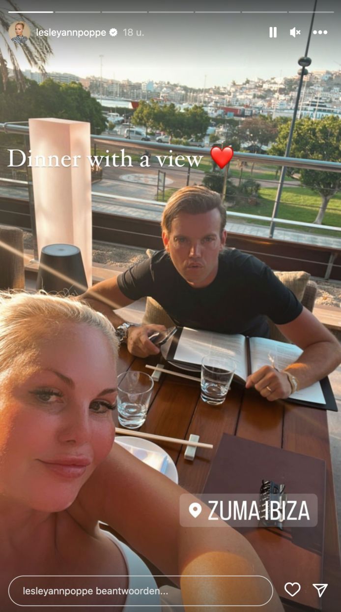 Lesley Ann Pope and her husband in Ibiza.