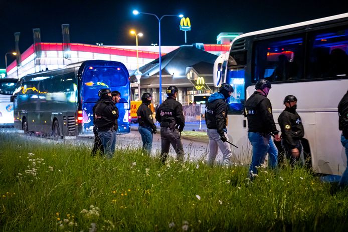 De politie was massaal aanwezig.