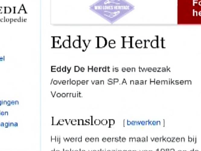 Wikipedia-pagina oud-burgemeester Hemiksem aangepast: "Tweezak/overloper"