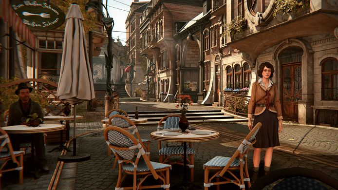 Nieuw hoofdpersonage Dana Roze in Vaghen, de fictieve stad waarin 'Syberia: The World Before' zich goeddeels afspeelt.