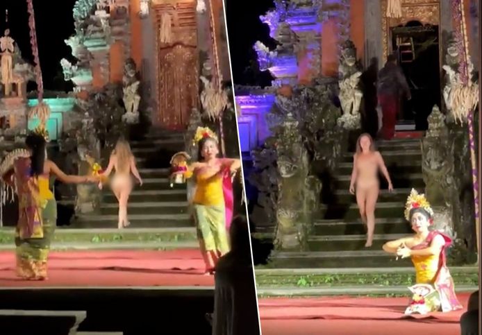 Poedelnaakte toeriste verstoort religieuze ceremonie