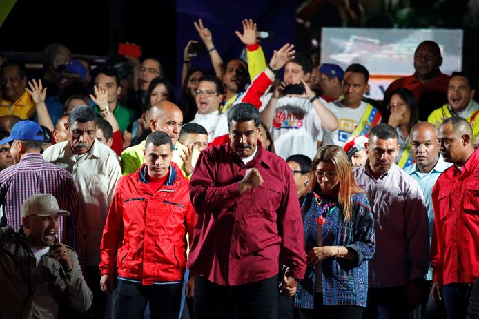 De Venezolaanse president Maduro na zijn overwinning.