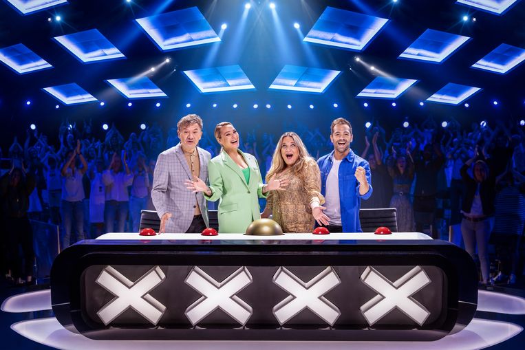 Belgium’s Got Talent: Bart Peeters, An Lemmens, Ruth Beeckmans & Davy Parmentier. Beeld VTM