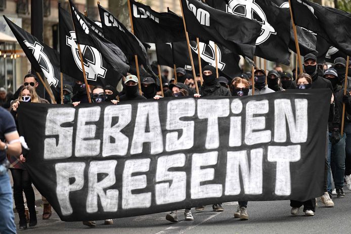 Manifestación el sábado en París de varios cientos de activistas de ultraderecha.