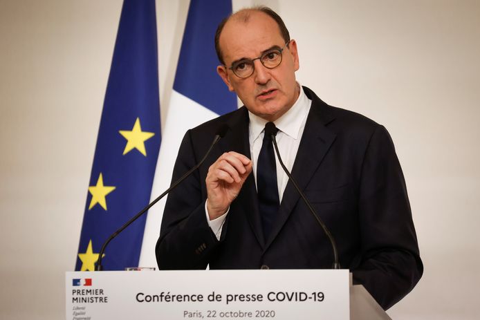 Frans premier Jean Castex maakt de uitbreiding van de maatregelen bekend.