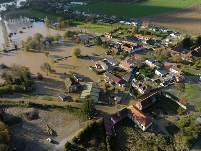 Overstromingen in Setques, Pas-de-Calais.