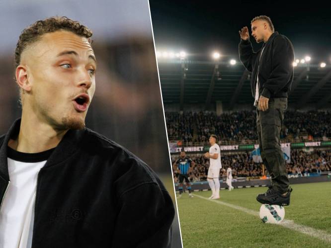KIJK. Noa Lang valt ook op wanneer hij aftrap geeft van match Club: ex-speler staat even op de bal