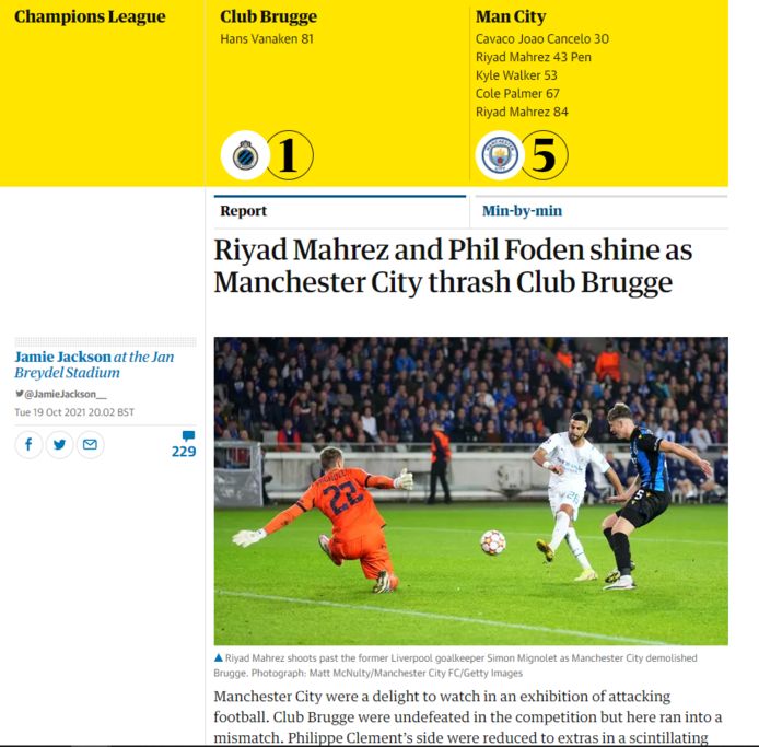 The Guardian zag vooral Mahrez en Foden uitblinken.