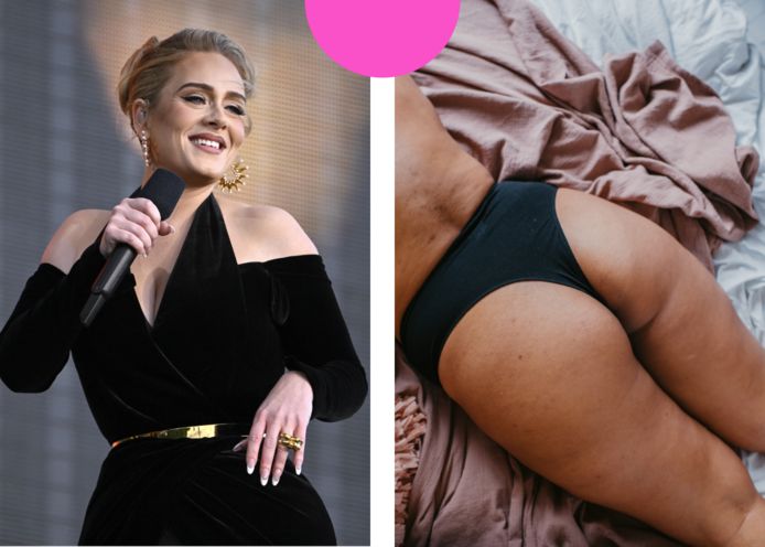 Links: Adele. Rechts: ondergoed van Belgisch merk Oh Yaz.