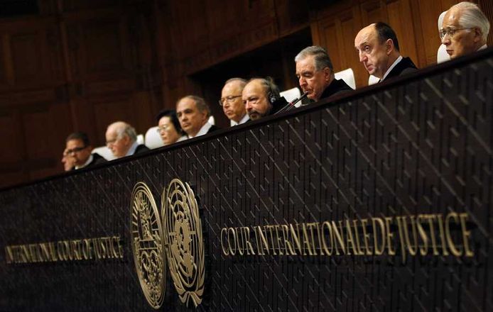 Leden van het Internationaal Gerechtshof in Den Haag.