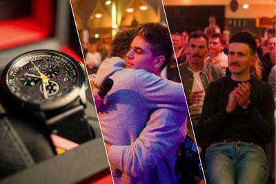 Van Aert knuffelt Van Hooydonck en luxehorloges voor iedereen: Jumbo-Visma in stijl gehuldigd na boerenjaar