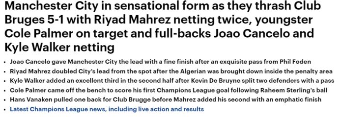 Daily Mail zag een Man City in senstationele vorm.