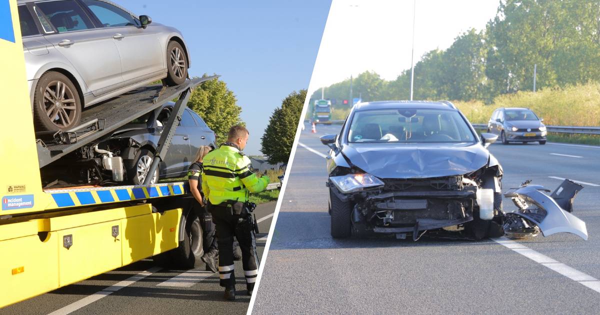 Bestuurder vlucht over vangrail na fors ongeval op A13, politie zet honden in bij zoektocht.