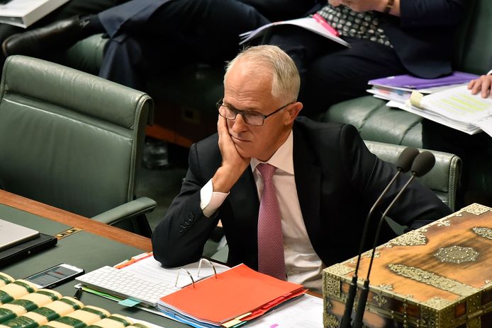 Premier Turnbull bij een debat over het aanblijven van zijn vicepremier.
