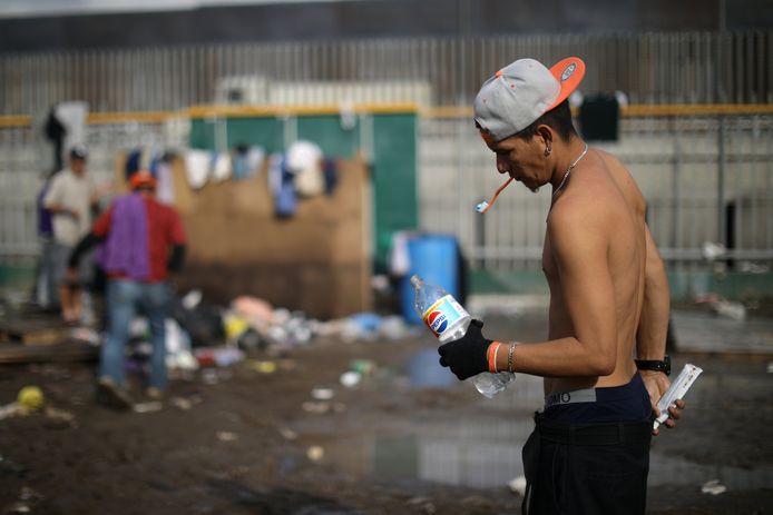 De migranten strandden in Tijuana, aan de grens met de VS.