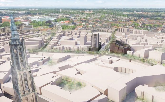 De twee nieuwe woontorens die moeten verrijzen aan de Utrechtseweg en de Stadsring in Amersfoort.